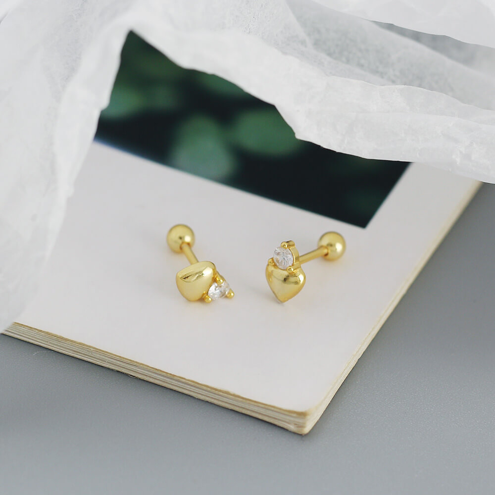 Korean Fresh Ear Studs 925 Silver Heart Ear Cuffs Women Screw Ear Studs Earrings Jewelry - Image 6