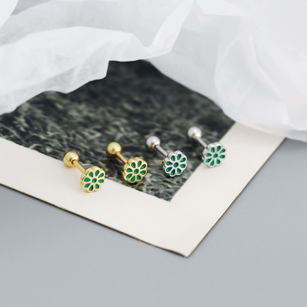 Korean Floral 925 Silver Earrings Colorful Droplet Floral Earrings Unique Design Ear Studs Women - Image 6