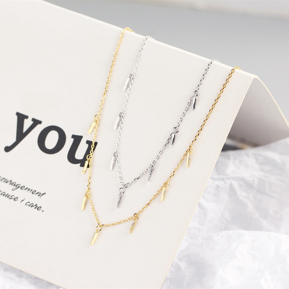 New S925 Silver INS Style Necklace Internet Celebrity Design Necklace Mixed Collarbone Chain - Image 7