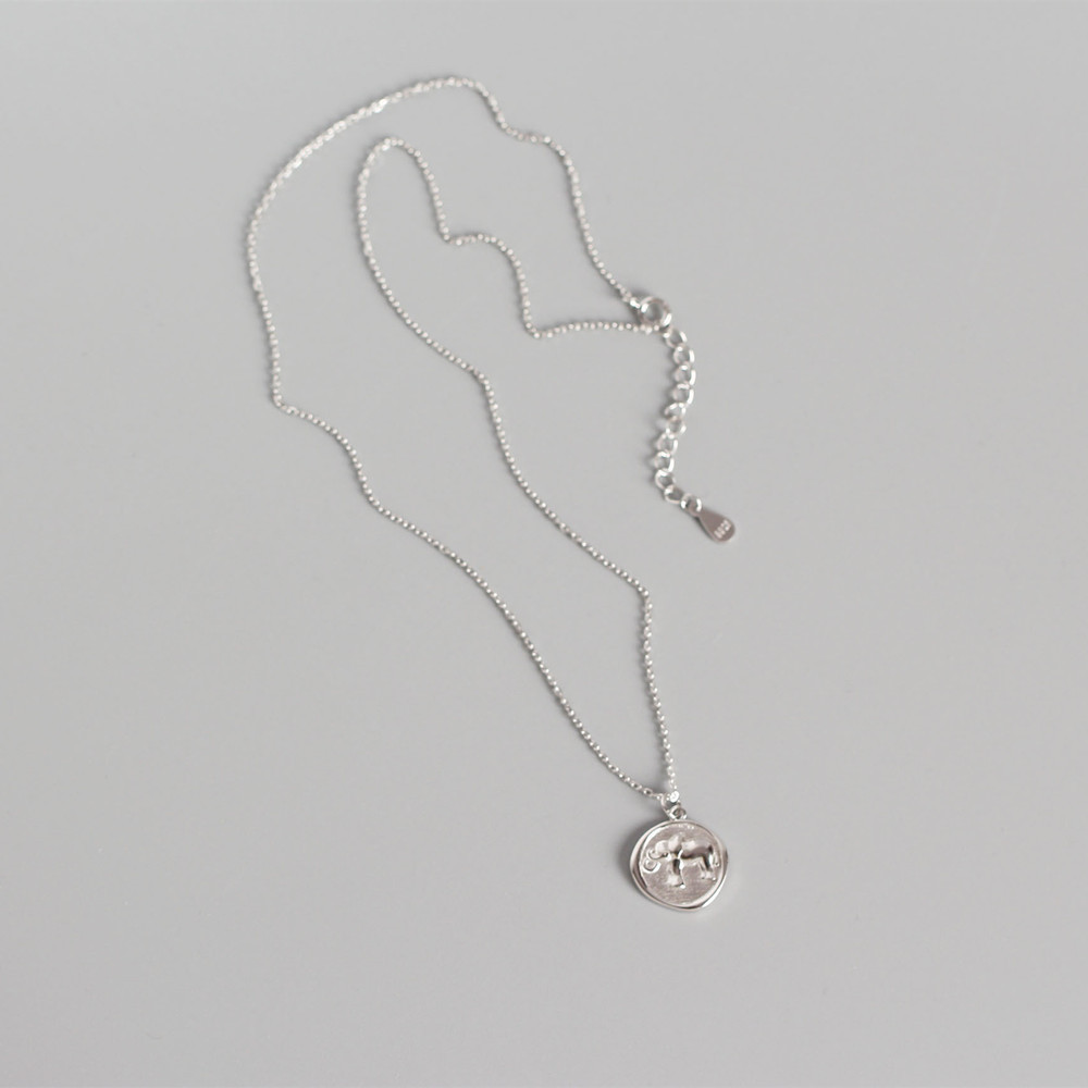 Simple Irregular Round Tag Pure Silver Necklace S925 Silver Bee Elephant Clover Infinity Collarbone Chain - Image 10