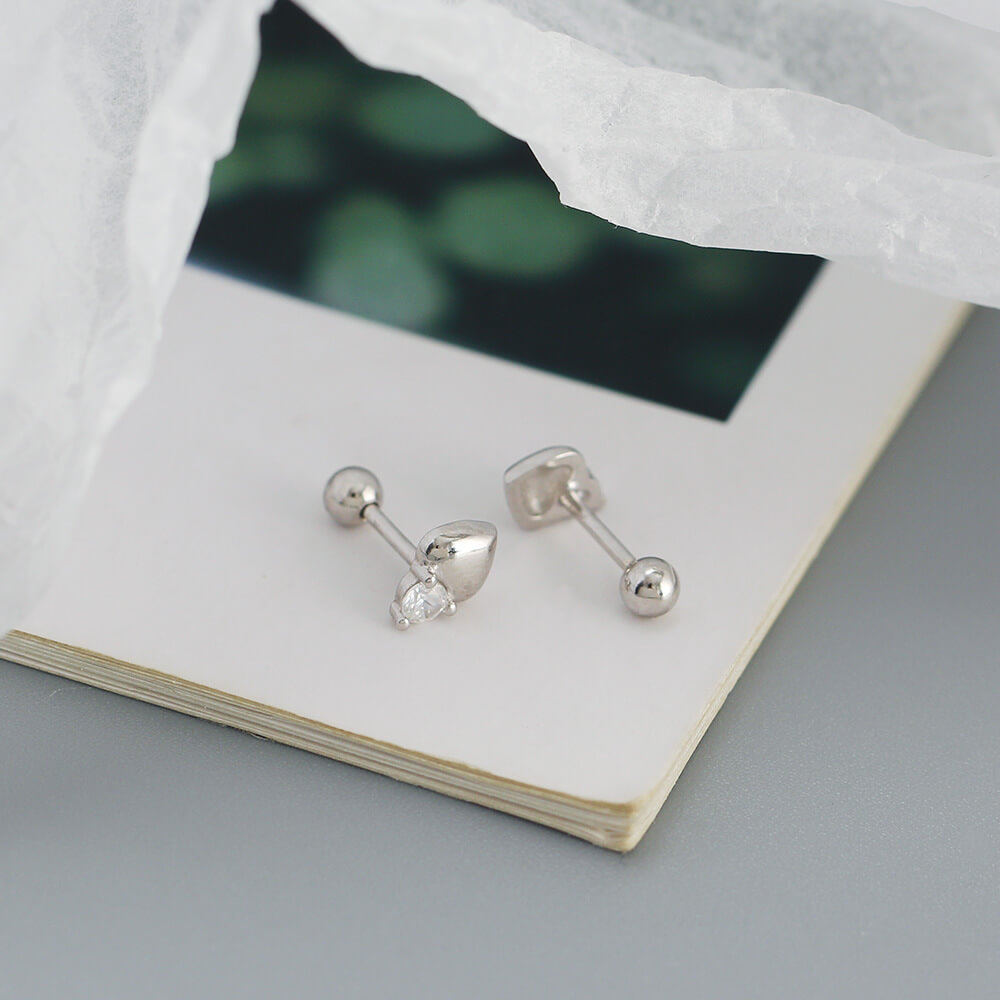 Korean Fresh Ear Studs 925 Silver Heart Ear Cuffs Women Screw Ear Studs Earrings Jewelry - Image 5