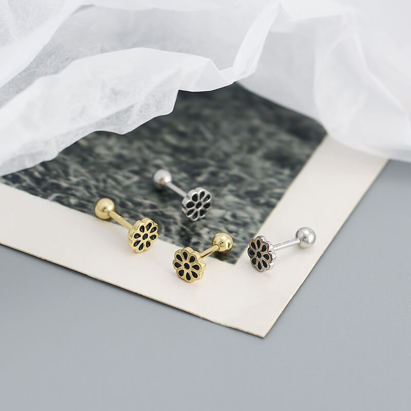 Korean Floral 925 Silver Earrings Colorful Droplet Floral Earrings Unique Design Ear Studs Women - Image 8