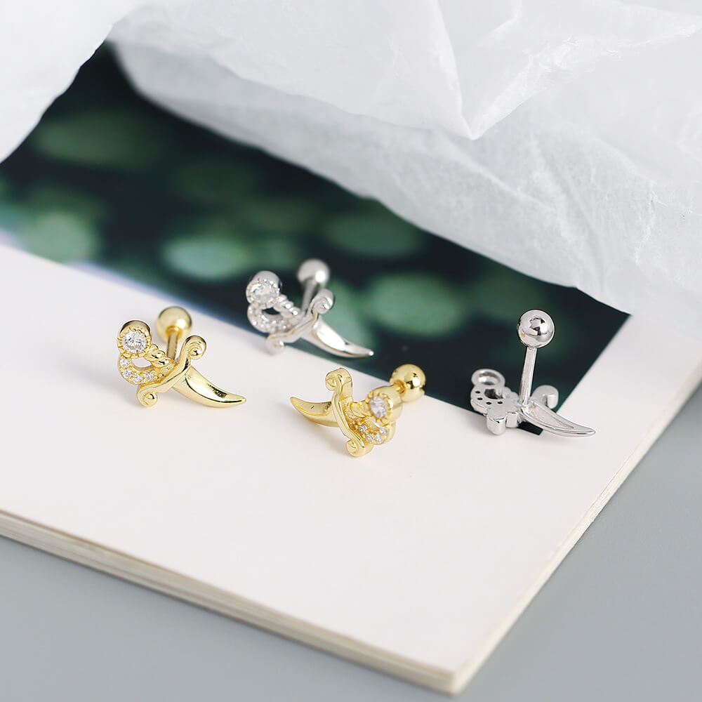 European Vintage Ear Studs S925 Silver INS Small Dagger Diamond Piercing Screw Ear Studs Ear Bone Earrings for Women - Image 9