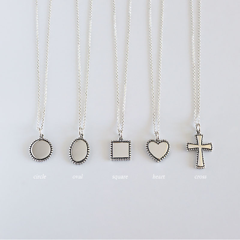 New Simple Vintage Necklace S925 Silver Cross Round Pendant Square Heart Silver Pendant Collarbone Chain - Image 6