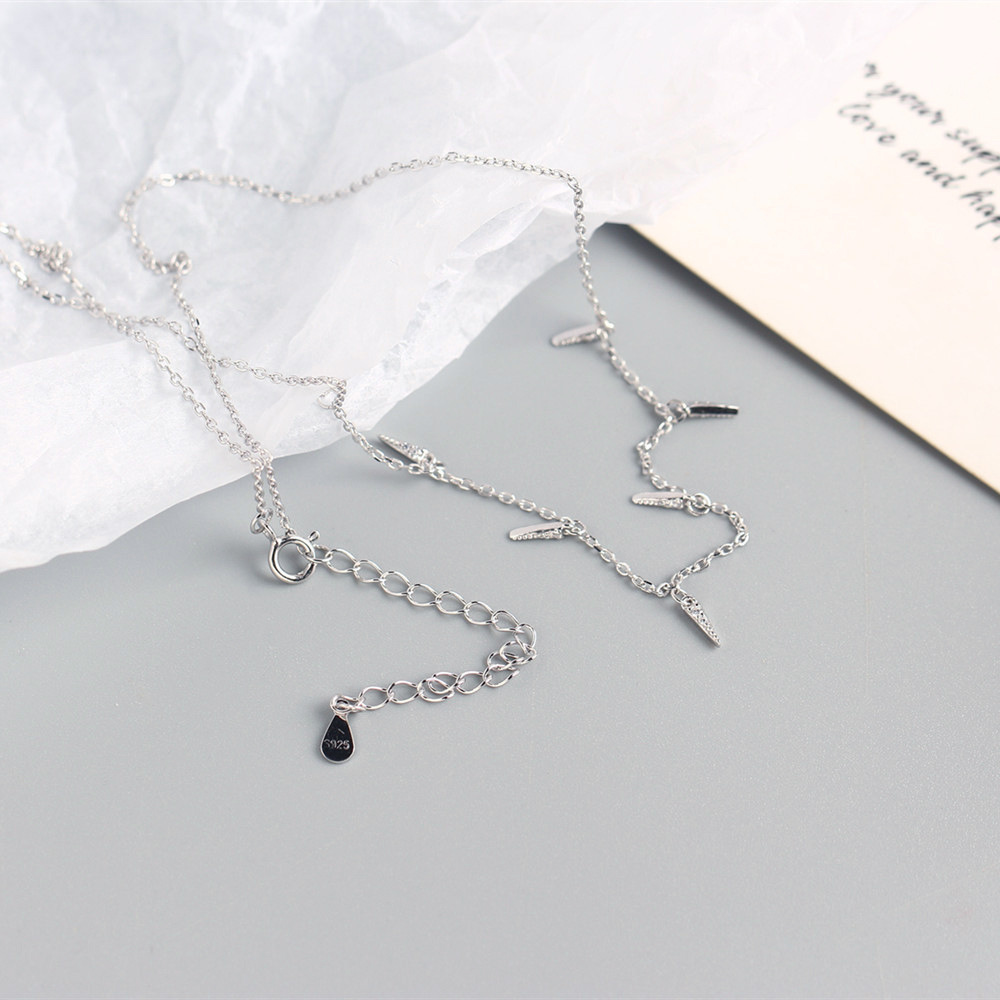 New S925 Silver INS Style Necklace Internet Celebrity Design Necklace Mixed Collarbone Chain - Image 11