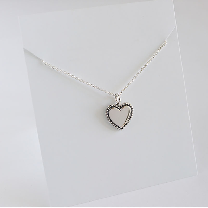 New Simple Vintage Necklace S925 Silver Cross Round Pendant Square Heart Silver Pendant Collarbone Chain - Image 10