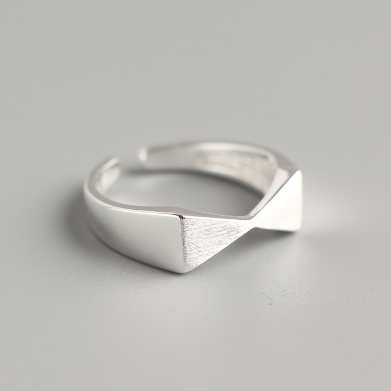 Korean Style Brushed Ribbon Knot Ring S925 Sterling Silver Simple Bowknot Ring Fresh Silver Jewelry - Image 2