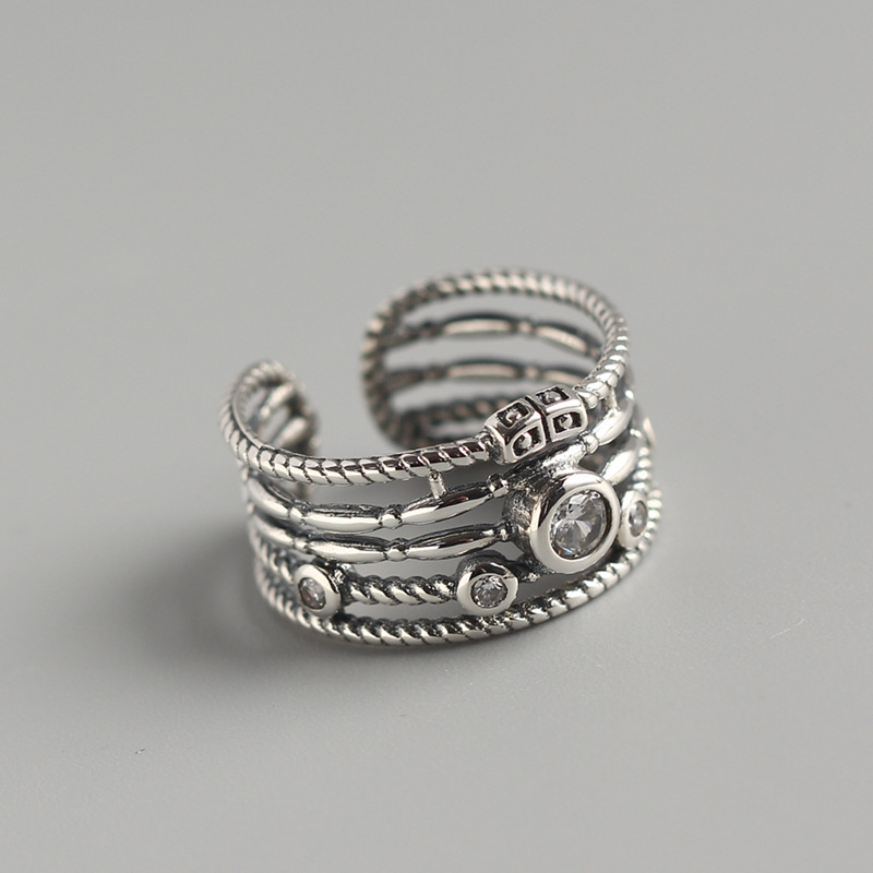 Korean Style Trendy Multi-layer Diamond Silver Ring Fashion Thai Silver Ring 925 Silver Ring for Women - Image 2