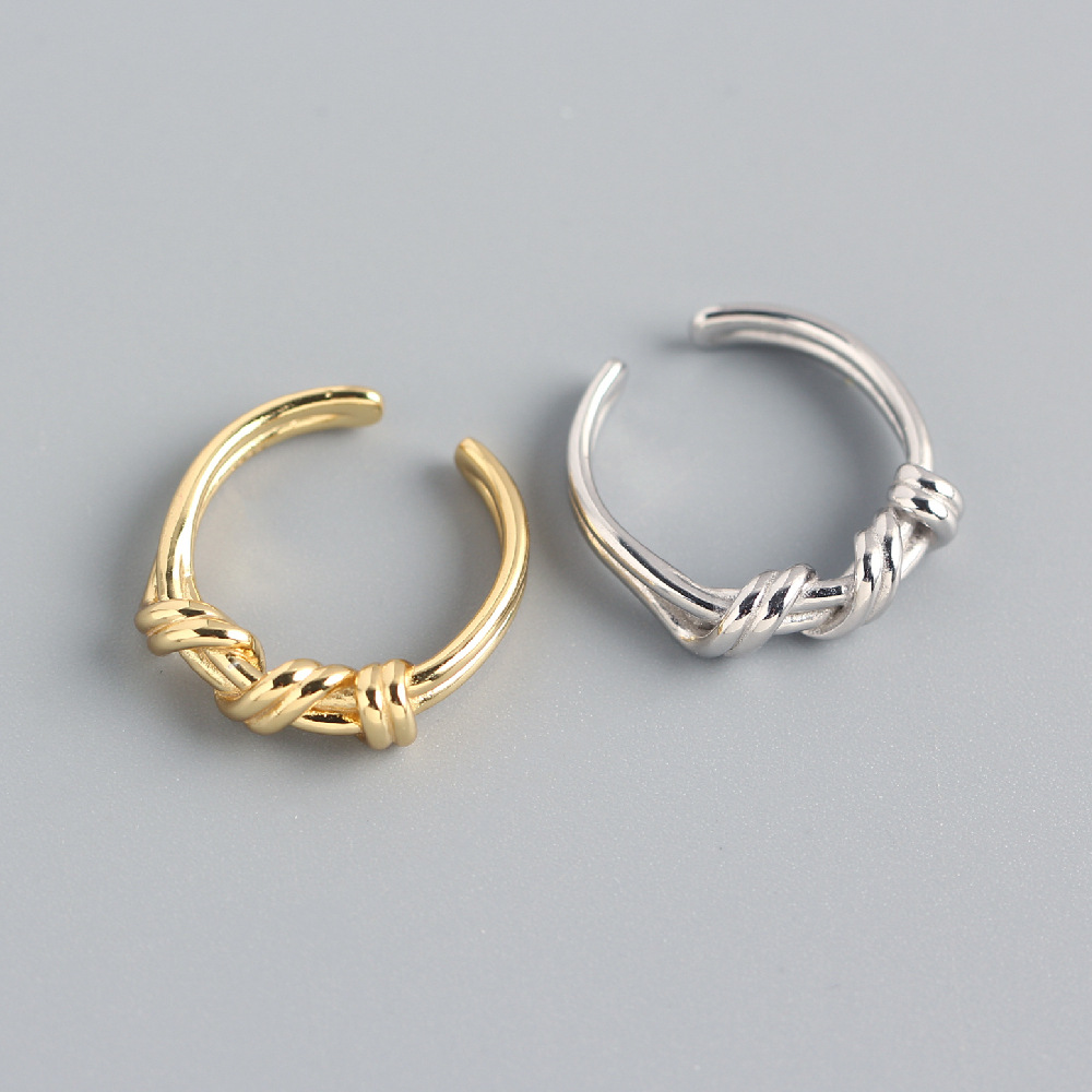 Korean and Japanese Style S925 Sterling Silver INS Trendy Ribbon Knot Woven Ring Popular for Influencers - Image 3