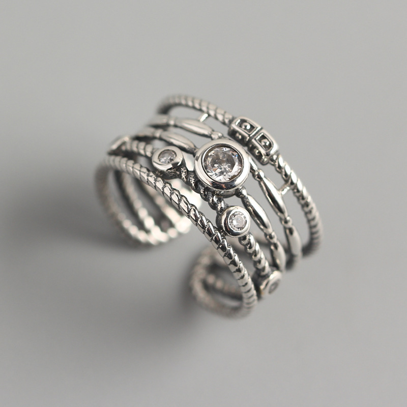Korean Style Trendy Multi-layer Diamond Silver Ring Fashion Thai Silver Ring 925 Silver Ring for Women - Image 3