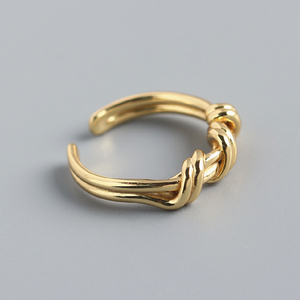 Korean and Japanese Style S925 Sterling Silver INS Trendy Ribbon Knot Woven Ring Popular for Influencers - Image 4