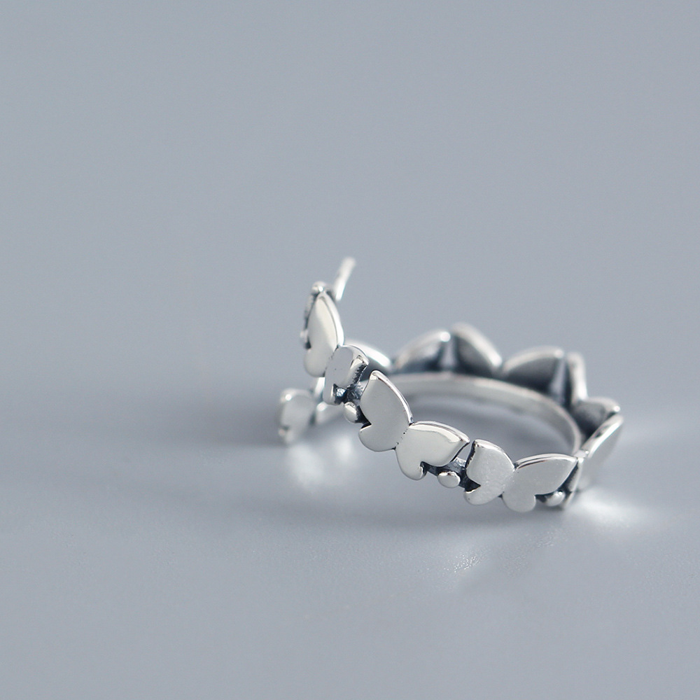 Korean Dongdaemun Round Bead Butterfly Niche Ring S925 Sterling Silver INS Trendy Index Finger Ring for Women - Image 6