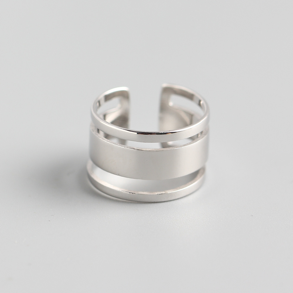 Korean Style Three-layer Plain Line Ring S925 Sterling Silver INS Trendy Index Finger Ring for Women - Image 3