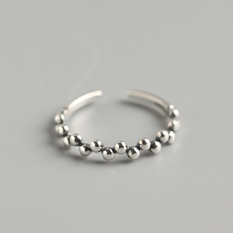 Korean Style S925 Sterling Silver Personality Irregular Small Round Bead Ring Knuckle Ring for Women - Image 3