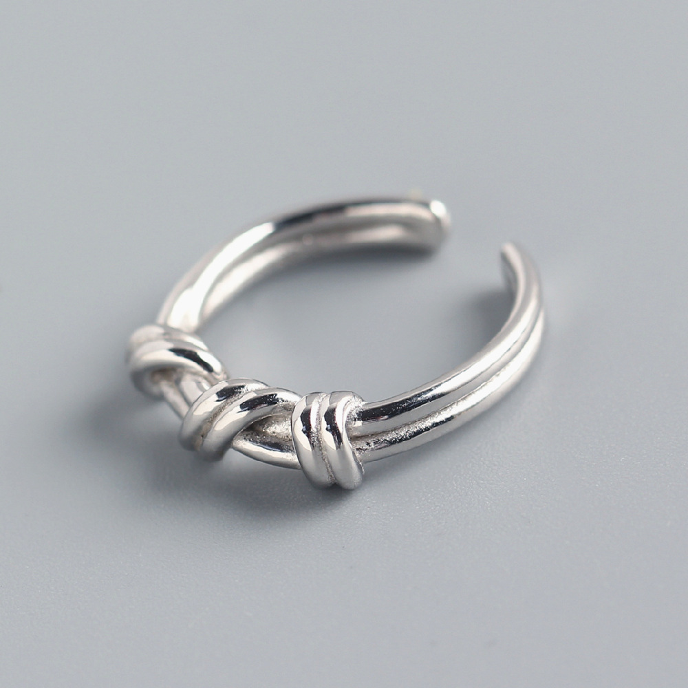 Korean and Japanese Style S925 Sterling Silver INS Trendy Ribbon Knot Woven Ring Popular for Influencers - Image 5