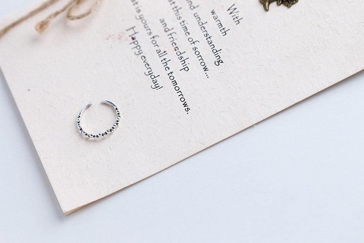 Korean Style S925 Sterling Silver Personality Irregular Small Round Bead Ring Knuckle Ring for Women - Image 4