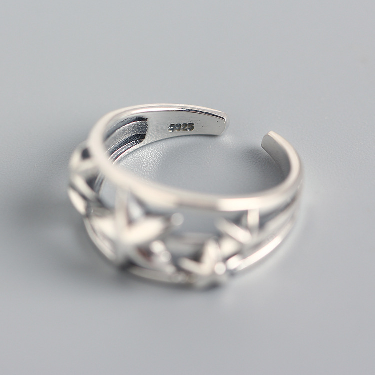 Korean Style S925 Sterling Silver INS Vintage Five-pointed Star Ring Retro Star Design for Women - Image 5