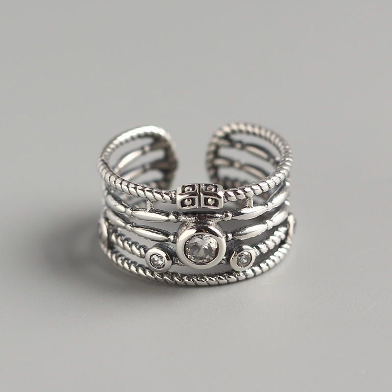 Korean Style Trendy Multi-layer Diamond Silver Ring Fashion Thai Silver Ring 925 Silver Ring for Women - Image 5