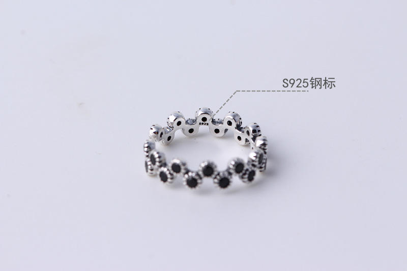 Korean Style Wave Silver Ring S925 Sterling Silver Vintage Zircon Ring Adjustable Open Hand Jewelry - Image 7