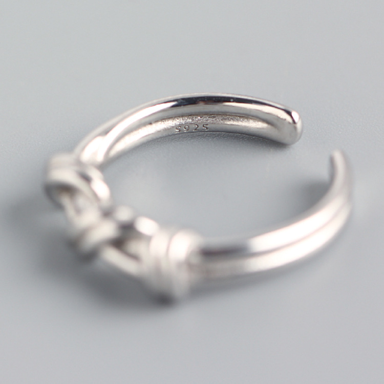 Korean and Japanese Style S925 Sterling Silver INS Trendy Ribbon Knot Woven Ring Popular for Influencers - Image 6
