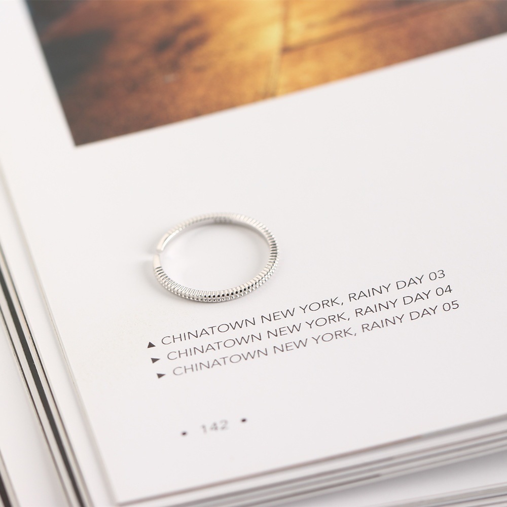 Korean Style Minimalist Line Ring for Women S925 Sterling Silver Adjustable Fine Line Ring - Image 6