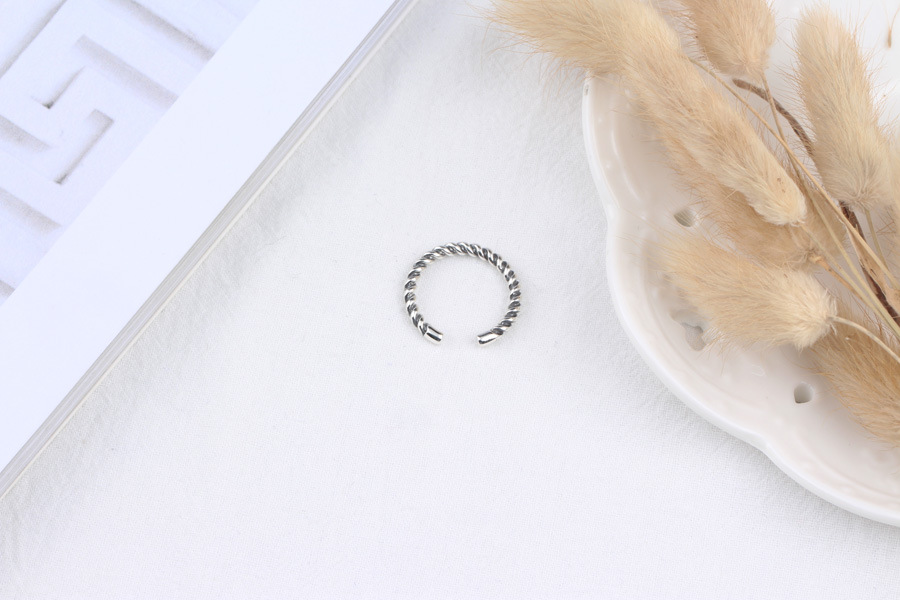 Thick Braided Ring Korean Style S925 Sterling Silver Twisted Vintage Thai Silver Knuckle Ring - Image 4