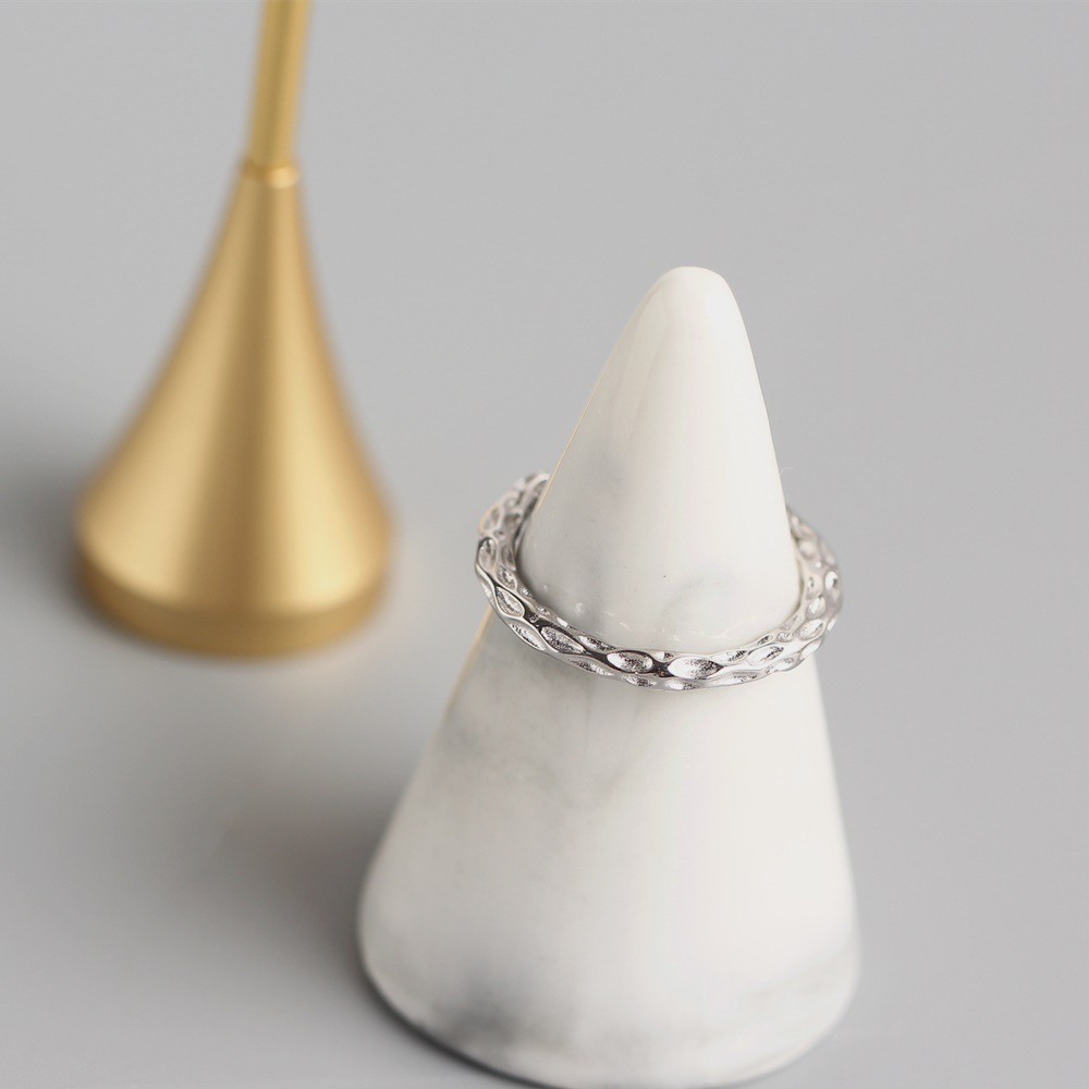 Korean Style Irregular Dimple Ring S925 Sterling Silver Versatile Personality Dimple Design Ring - Image 5