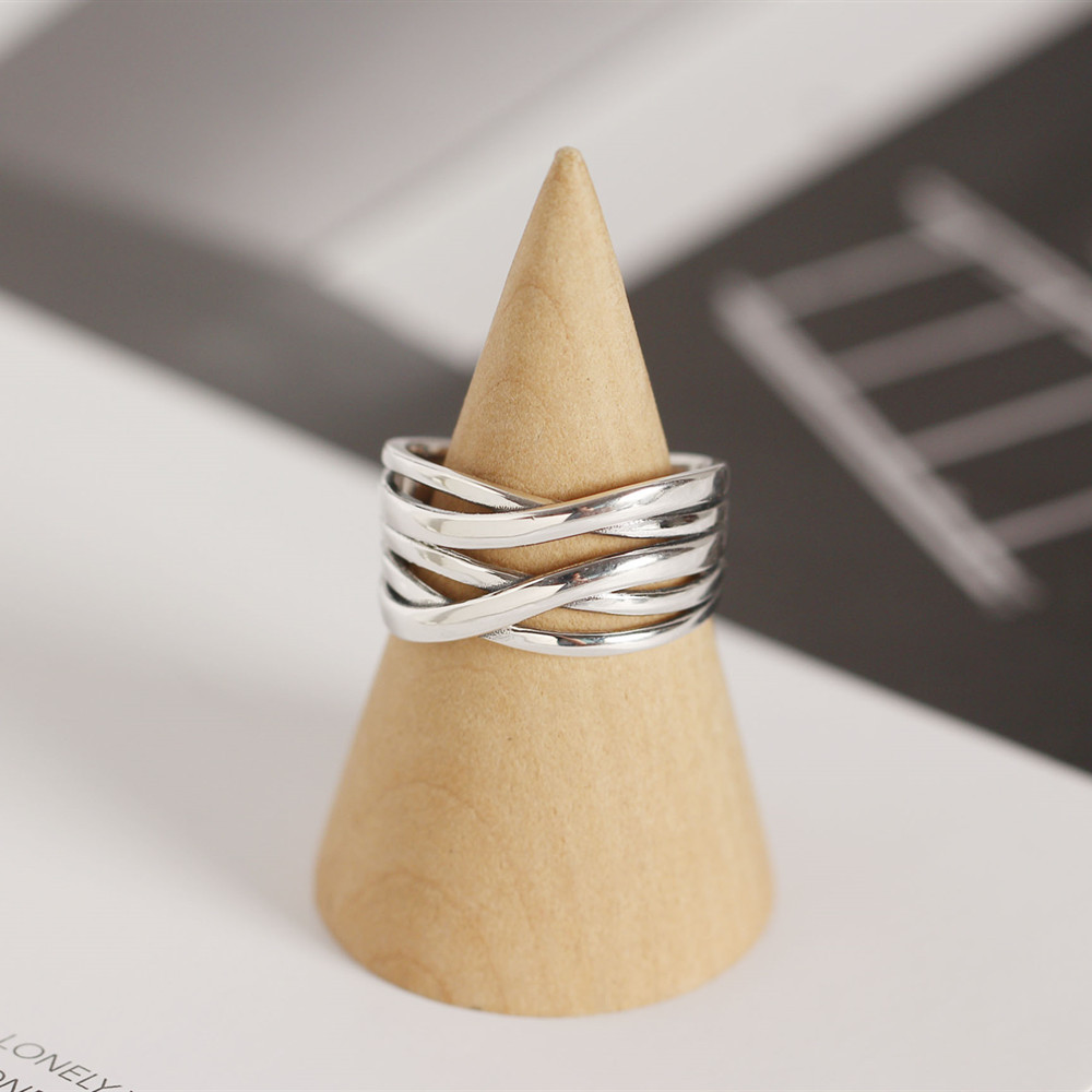 Korean and Japanese Style S925 Sterling Silver Line Woven Ring Vintage Braided Design Ring for Women Silver Jewelry - Image 7