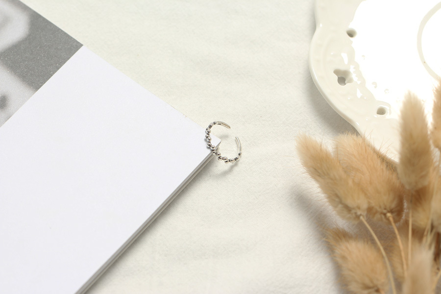 Korean Style S925 Sterling Silver Personality Irregular Small Round Bead Ring Knuckle Ring for Women - Image 6
