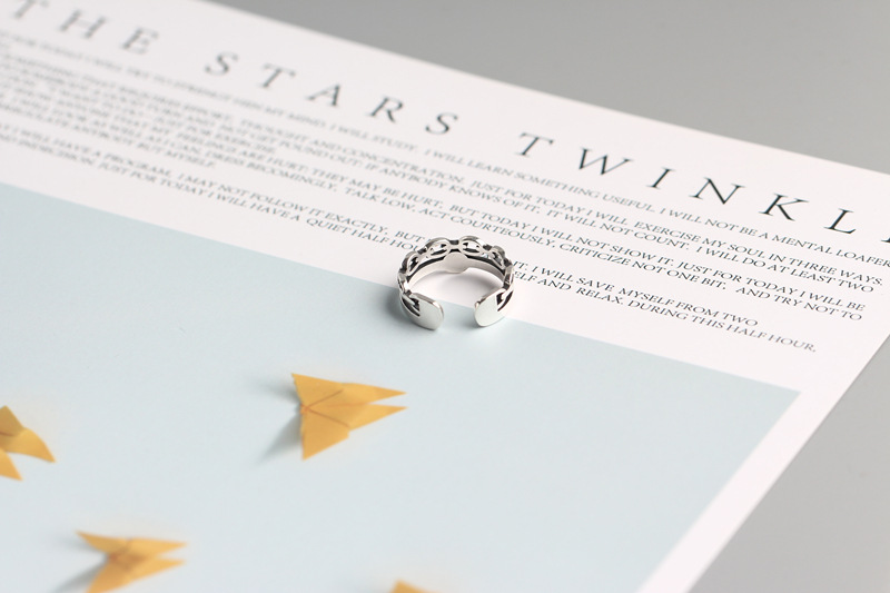 Korean Dongdaemun Vintage Smiley Face Double-layer Ring S925 Sterling Silver Personality Index Finger Ring - Image 8