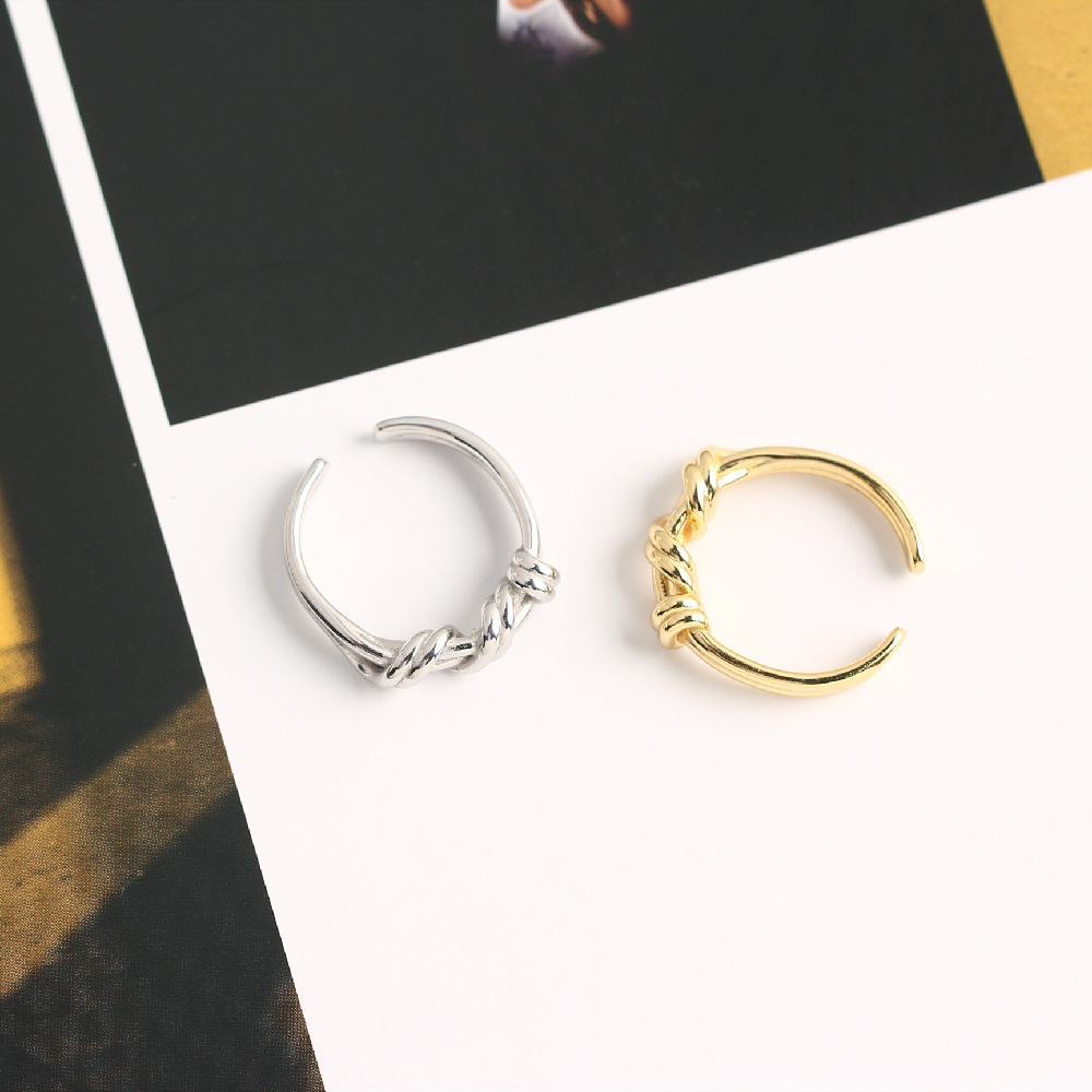 Korean and Japanese Style S925 Sterling Silver INS Trendy Ribbon Knot Woven Ring Popular for Influencers - Image 8