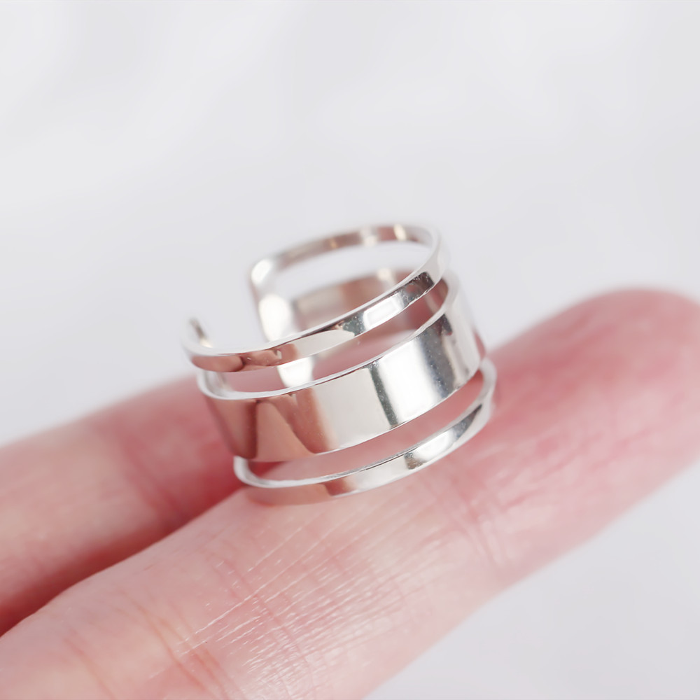Korean Style Three-layer Plain Line Ring S925 Sterling Silver INS Trendy Index Finger Ring for Women - Image 5