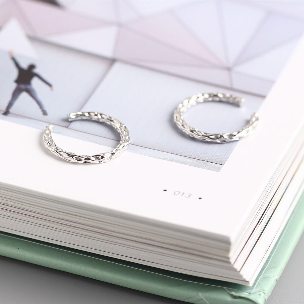 Korean Style Irregular Dimple Ring S925 Sterling Silver Versatile Personality Dimple Design Ring - Image 7