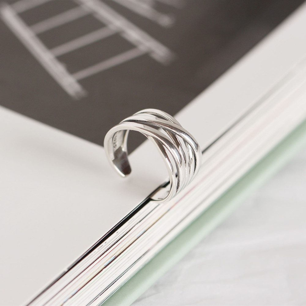 Korean and Japanese Style S925 Sterling Silver Line Woven Ring Vintage Braided Design Ring for Women Silver Jewelry - Image 9