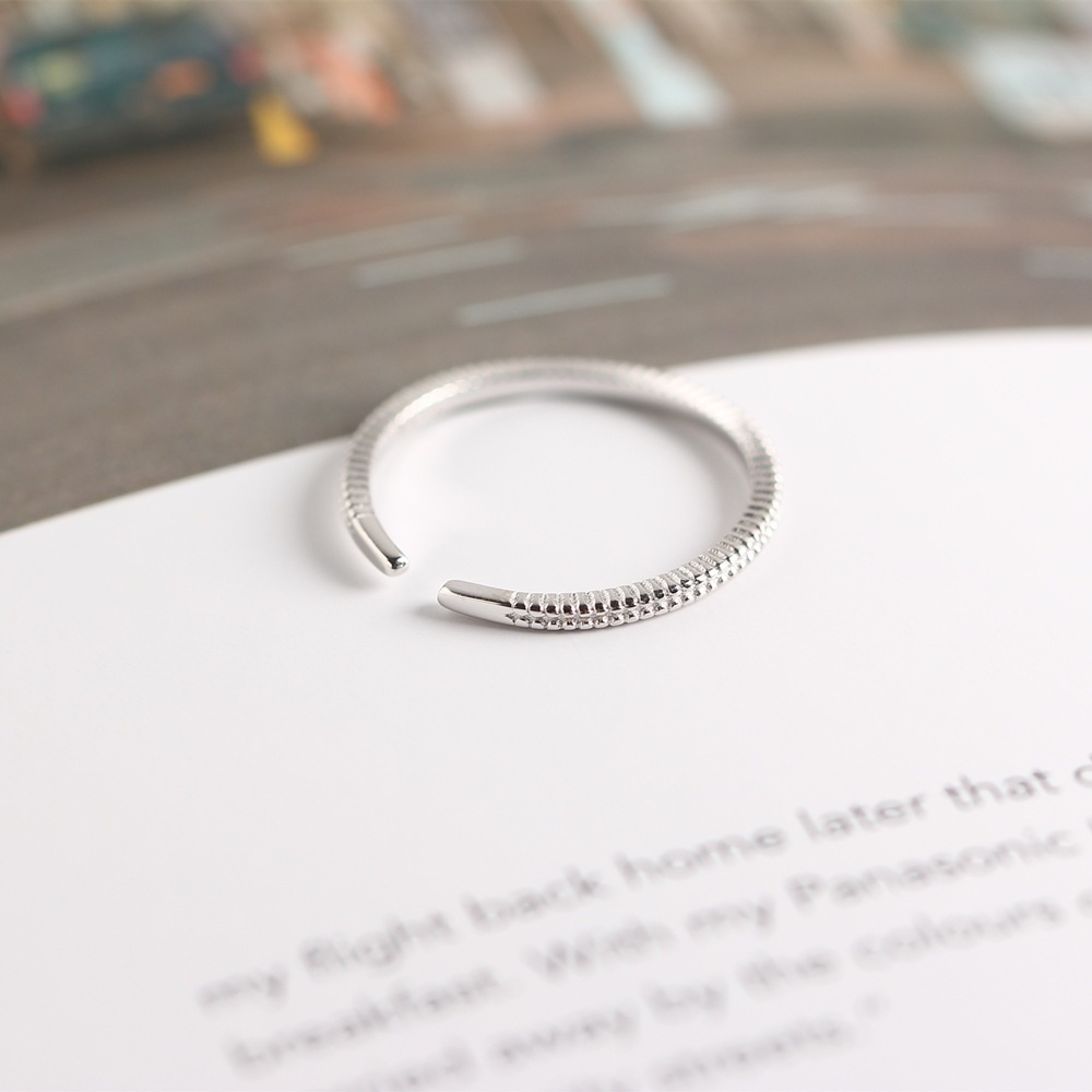 Korean Style Minimalist Line Ring for Women S925 Sterling Silver Adjustable Fine Line Ring - Image 9