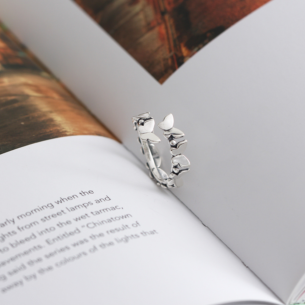 Korean Dongdaemun Round Bead Butterfly Niche Ring S925 Sterling Silver INS Trendy Index Finger Ring for Women - Image 7