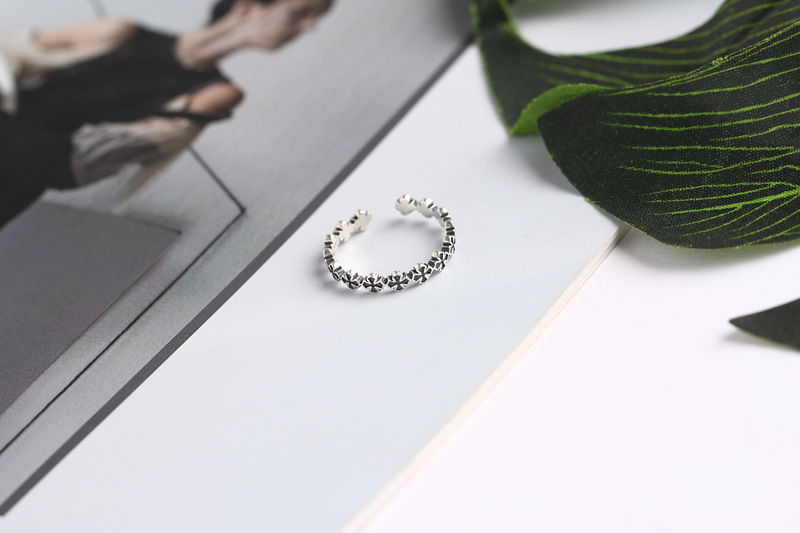 Vintage Cross Ring S925 Sterling Silver Trendy Creative Cross Index Finger Ring Open Ring - Image 11