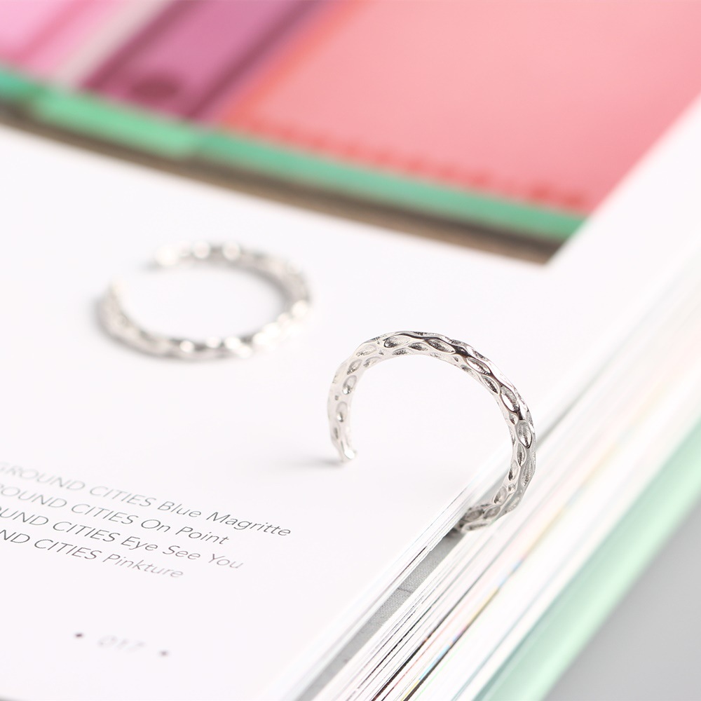 Korean Style Irregular Dimple Ring S925 Sterling Silver Versatile Personality Dimple Design Ring - Image 8