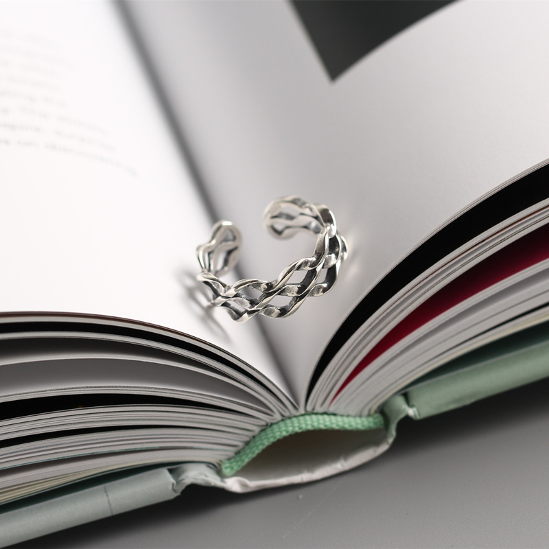 Trendy Vintage Wave Shaped Three-layer Ring 925 Silver Mobius Twisted Line Ring for Women - Image 9