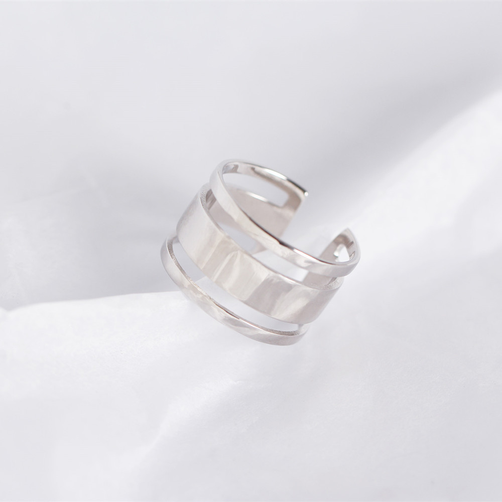 Korean Style Three-layer Plain Line Ring S925 Sterling Silver INS Trendy Index Finger Ring for Women - Image 7