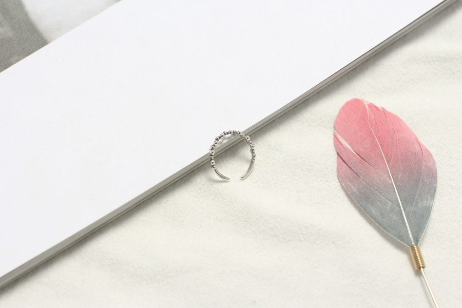 Korean Style S925 Sterling Silver Personality Irregular Small Round Bead Ring Knuckle Ring for Women - Image 10