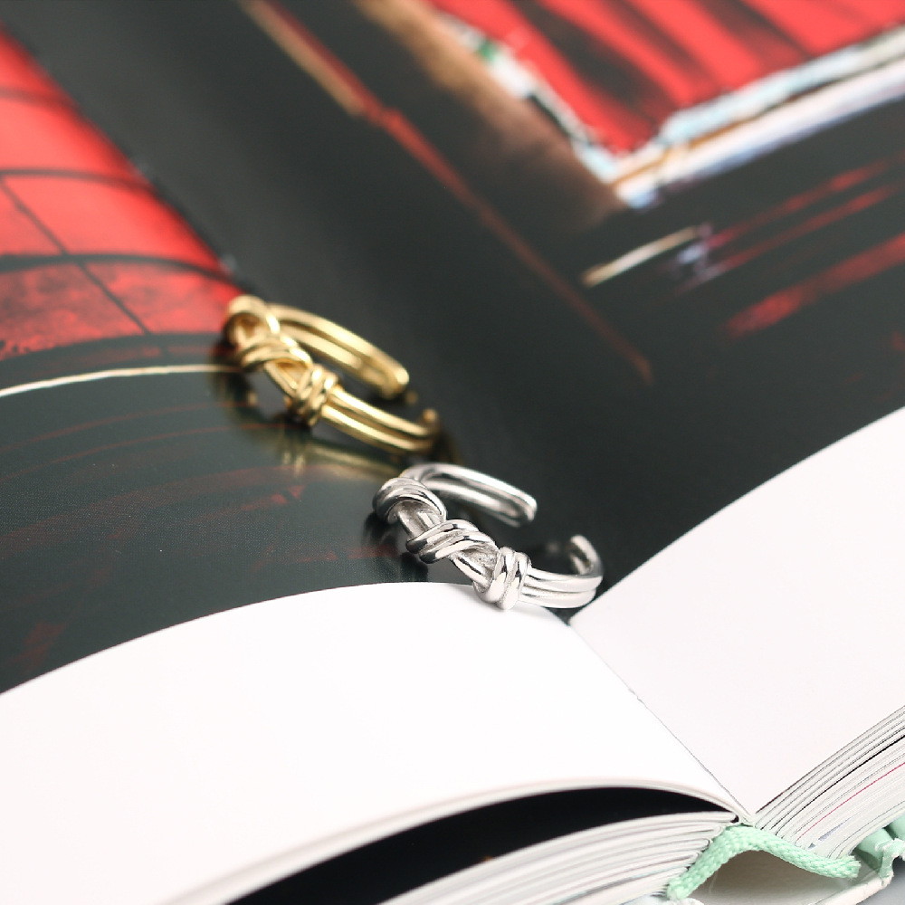 Korean and Japanese Style S925 Sterling Silver INS Trendy Ribbon Knot Woven Ring Popular for Influencers - Image 11