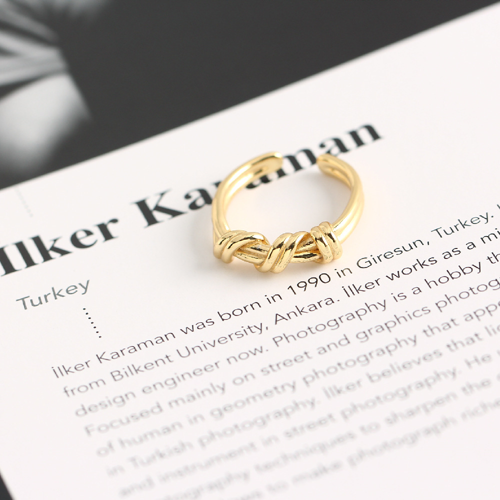 Korean and Japanese Style S925 Sterling Silver INS Trendy Ribbon Knot Woven Ring Popular for Influencers - Image 12