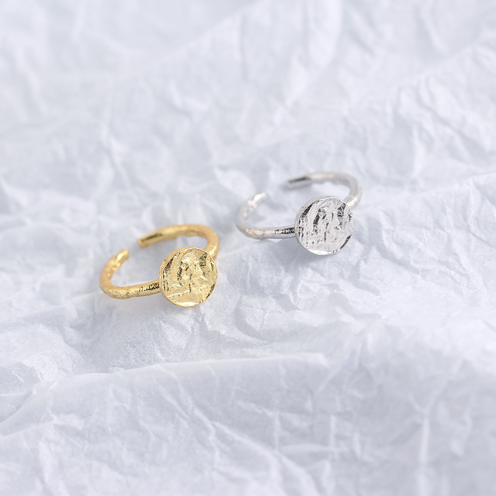 Korean Style S925 Sterling Silver INS Irregular Concave Surface Foil Paper Texture Design Ring for Women - Image 6