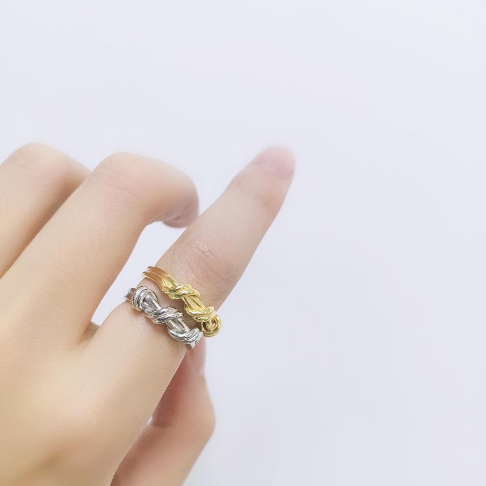 Korean and Japanese Style S925 Sterling Silver INS Trendy Ribbon Knot Woven Ring Popular for Influencers - Image 14