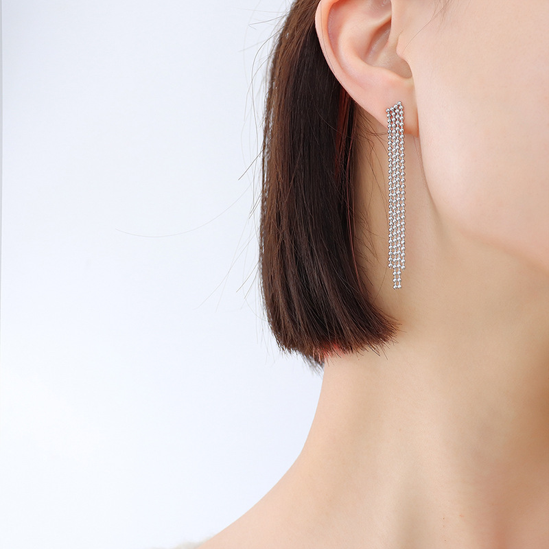 European Retro Exaggerated Steel Bead Tassel Earrings 18k PVD Gold Plated Stainless Steel Fashion Jewelry - Image 6