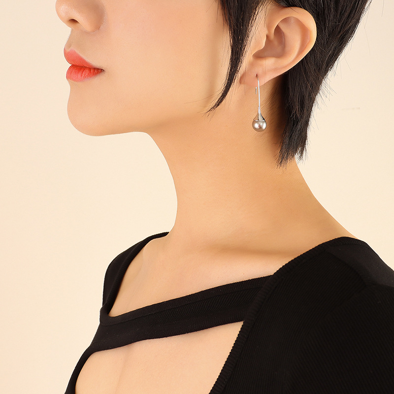 Unisex Faux Pearl Earrings Minimalist Design 18k PVD Gold Plated Stainless Steel French Style weight Jewelry - Image 6