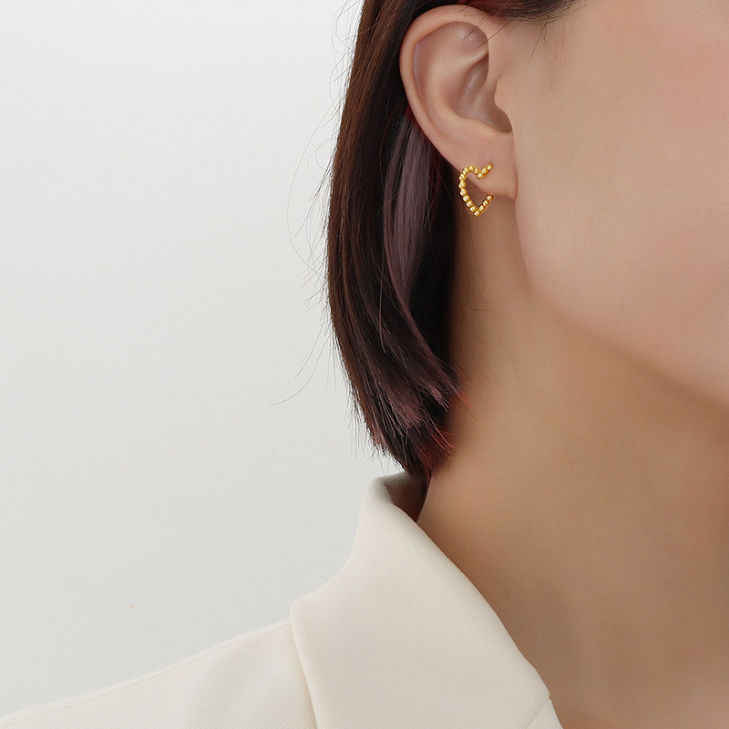 European INS Heart-Shaped Irregular Earrings Stainless Steel 18k PVD Gold Plated Trendy Jewelry - Image 7