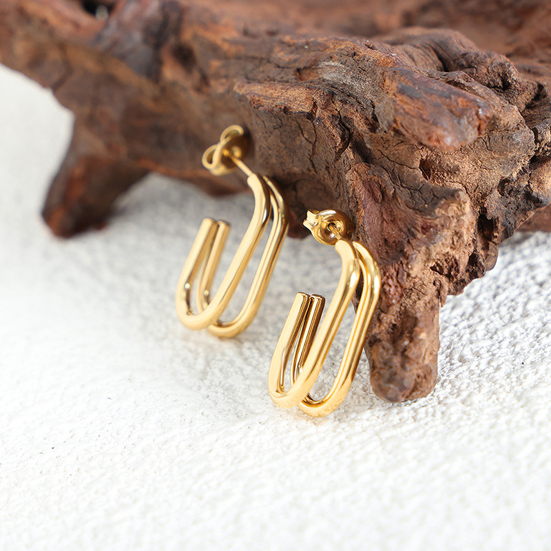Korean Minimalist Geometric Statement Frame Earrings for Women Elegant Student Style Trendy and Versatile Fashion Accessorie - Image 2