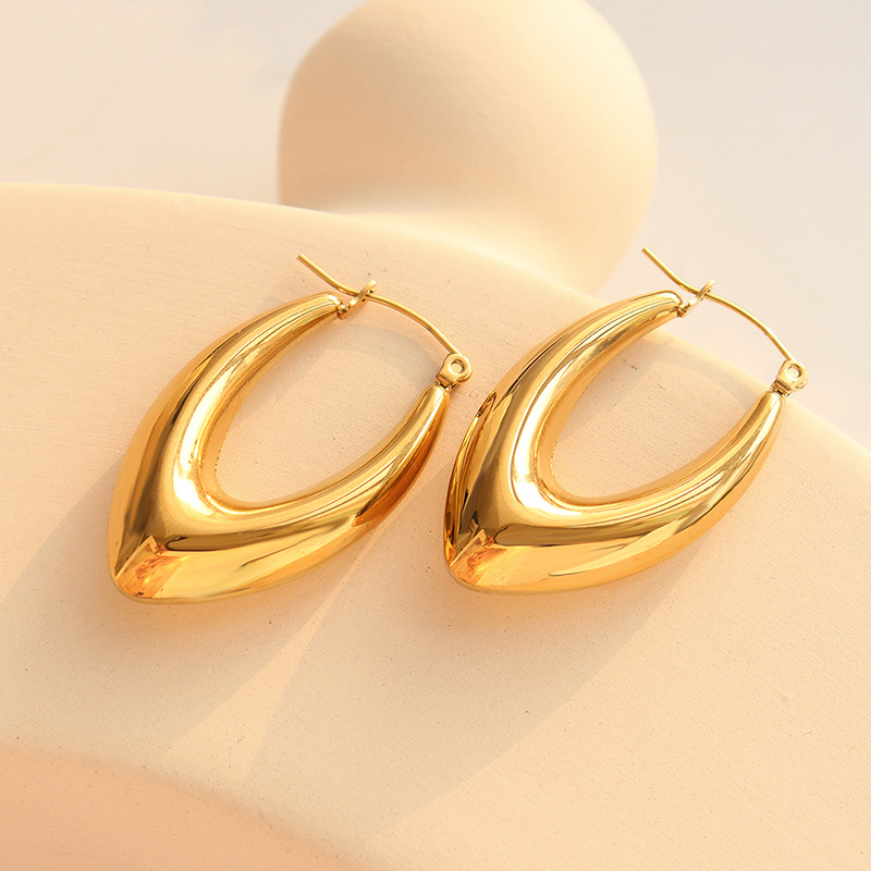 Geometric U-Shaped Earrings for Women Non-Mainstream Fashion Chic Titanium Steel 18K PVD Gold Plated Jewelry - Image 2